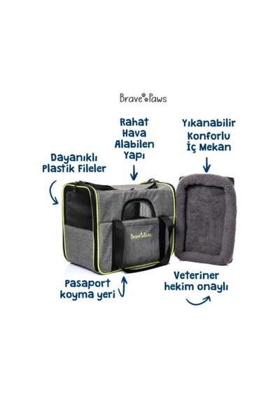 Brave Paws Sp Kedi Köpek Taşıma Çantası Kare Model Yırtılmaz Plastik Fileli Siyah