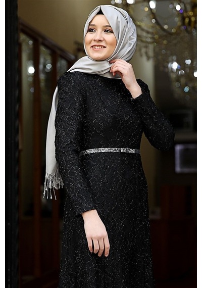 Amine Hüma Hayal Abiye Elbise Siyah