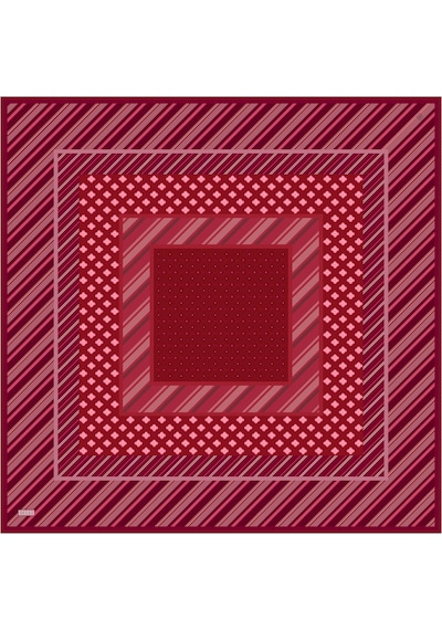 Belli Geometrik Desen %100 Twill İpek Eşarp Be23 Bordo-mürdüm