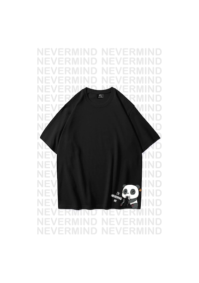 Nevermind Unisex Kadın Erkek Nevermınd Panda Özel Tasarım Baskılı Oversize Siyah