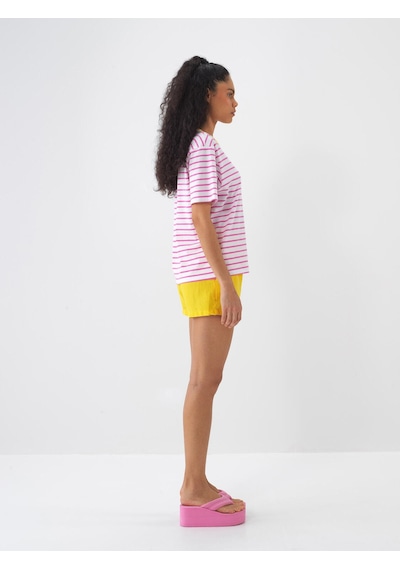 Xint Sarı %100 Keten Regular Fit Şort 275427