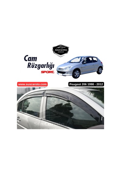 Peugeot 206 206+ 1998-2012 Uyumlu Mugen Cam Rüzgarlığı Seti Piano Black 4'lü İthal (00) (ŞüsCarOto Aksesuar)