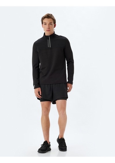 Koton Spor Şort Taytlı Beli Lastikli Cep Detaylı Siyah 5wam40019nw Siyah