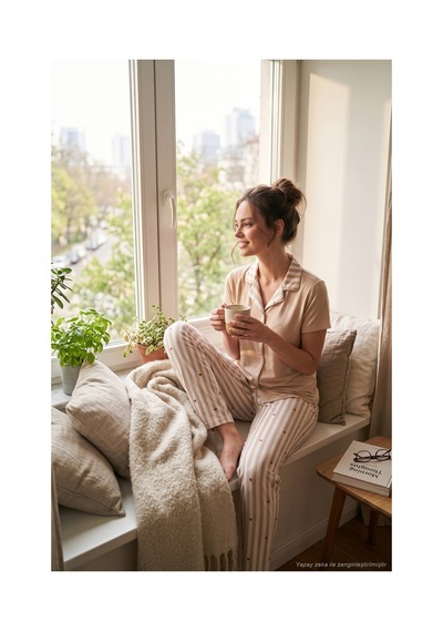 Lela Desenli Yumuşak Dokulu Kısa Kollu Pijama Takımı Bayan Pijama Takımı 65750120 Beyaz-kahve Lela Desenli Yumuşak Dokulu Kısa Kollu Pijama Takımı Bayan Pijama Takımı 65750120 Beyaz-kahve