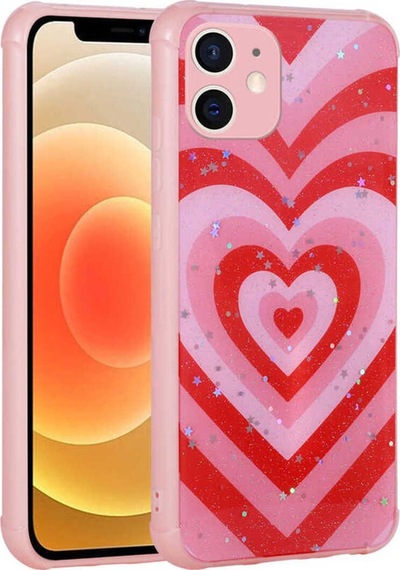 Apple Uyumlu iPhone 12 Pro Max Kılıf Simli Desenli Kamera Korumalı Parlak Zore Popy Kapak Kalp