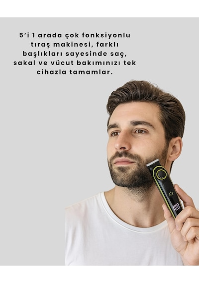 5-in-1 Saç Ve Sakal Şekillendirici Erkek Bakım Seti 1.5 Saat