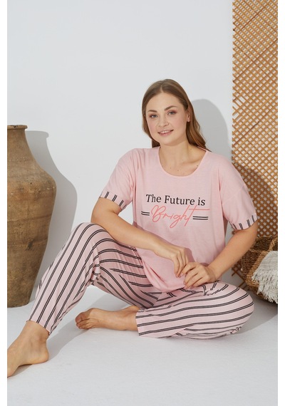Estiva 24071 Büyük Beden Kadın Kısa Kol Pijama Takımı 001