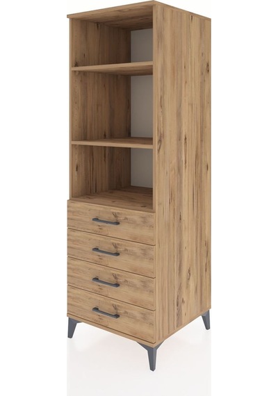 Kronos Dolap 3 Raflı 4 Çekmeceli 60x59x182 Çam-çam Çam