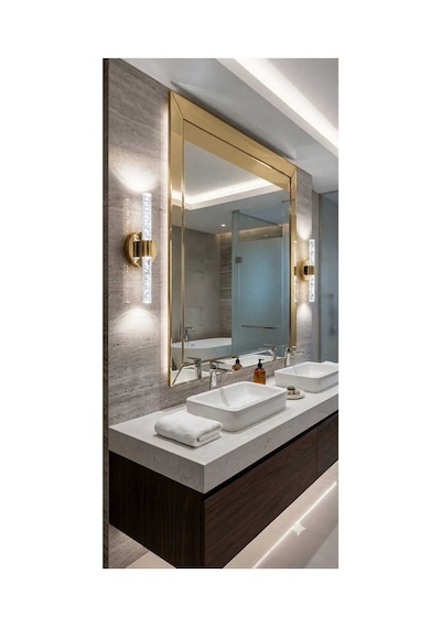 Bubbleflux Medium 40 Cm Modern Tasarım Led Aplik - Duvar Lambası - Gold - Pilli - Beyaz Led Gold Pilli