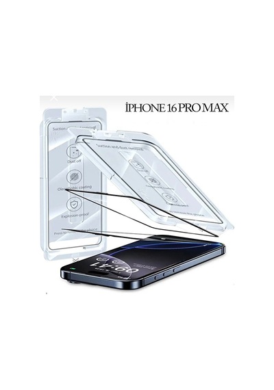 Apple İphone 16 Pro Max Uyumlu Ekran Koruyucu Tam Kaplayan Cam Darbe Emici Esd Anti Statik