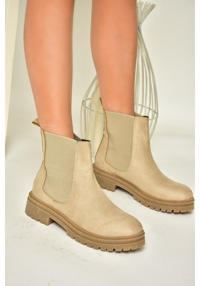 Fox Shoes T726923702 Bej Süet Klasik Kadıın Bot Bej
