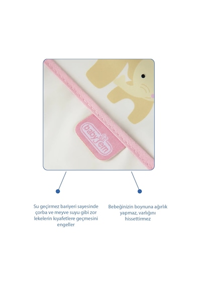 Babyjem Poli Muşamba Mama Önlüğü Küçük Pembe