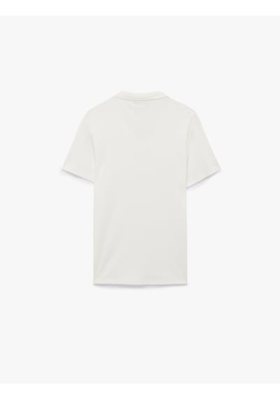 Koton Kısa Kollu Pamuklu Slim Fit Polo Yaka Tişört Ekru 6sam10291mk