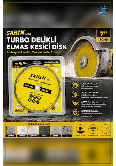 Turbo Elmas Daire Testere Bıçakları 180 Mm Delikli Mermer Seramik