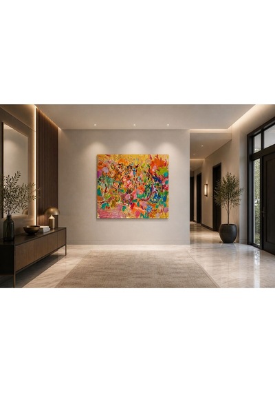 Renk Patlaması Soyut Kanvas Tablo Modern Abstract Art Duvar Dekoru Renkli Premium Salon & Ofis Tablosu