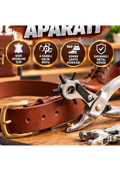 2 Li Deri Delme Aparatı Seti Kemer, Çanta Ve Ayakkabı İçin Delme Pensesi