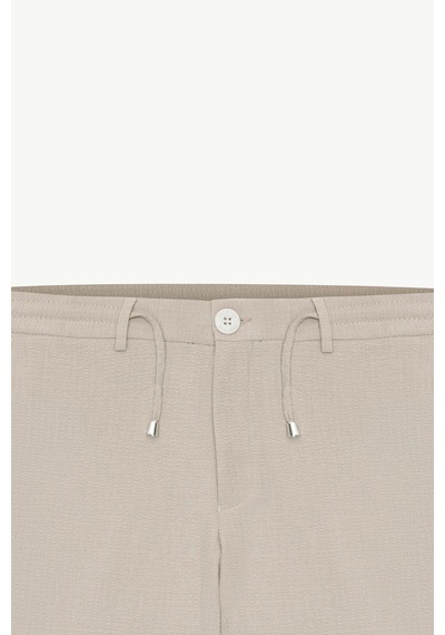AC&Co / Altınyıldız Classics Erkek Bej Slim Fit Dar Kesim Beli Bağlamalı Yan Cep Gofre Desenli Pantolon Bej