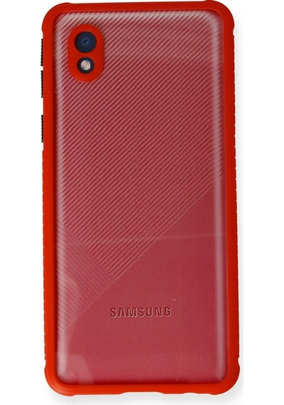 Newface - 915 - Samsung Galaxy Uyumlu A01 Core Kılıf Miami Şeffaf Silikon - Csmo-tex - - Kırmızı