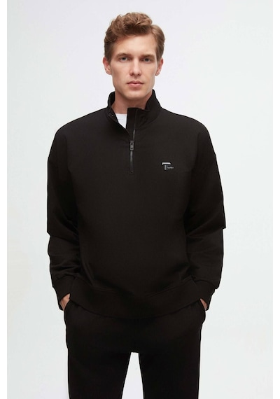 D's Damat Oversize Siyah Düz Yarım Fermuarlı Pamuklu Mevsimlik Sweatshirt 2ECE25ORT2796 Siyah D's Damat Oversize Siyah Düz Yarım Fermuarlı Pamuklu Mevsimlik Sweatshirt 2ECE25ORT2796 Siyah