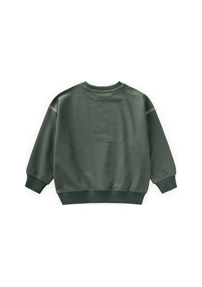 Cigit Karyoka Detaylı Oversize Sweatshirt 2-8 Yaş Haki Yeşil