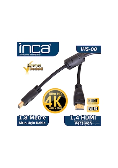 Inca Ihs-08 1.8M Altın Uçlu 4K Ultra Hd 3D Hdmi Kablo