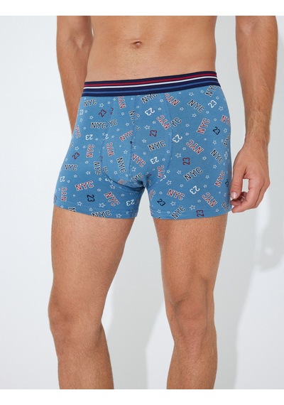 Koton 3'lü Boxer Seti Slogan Baskılı Çok Renkli Pamuklu Lacivert 5wlm90062mk Lacivert
