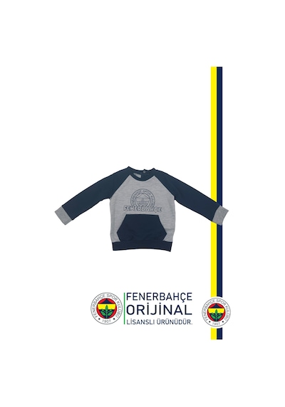 Fenerium Fenerbahçe Fb Logo Sarı-lacivert Bebek Sweat Hediyelik Ahşap Kutulu Gri