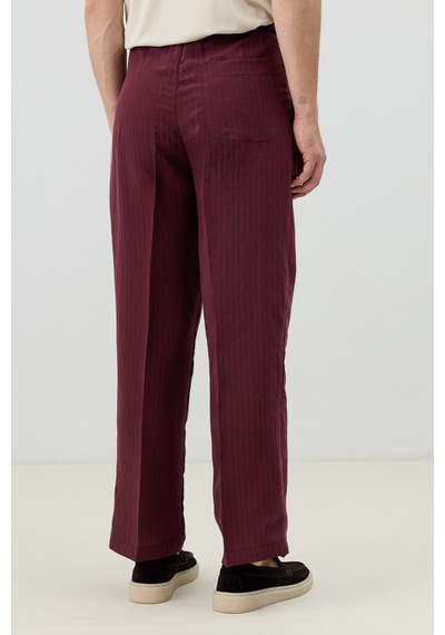 Antioch Modal Karışımlı Çizgili Relaxed Erkek Pantolon Bordo
