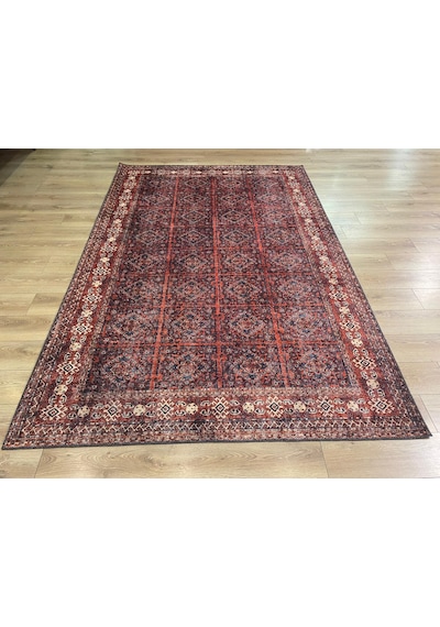 Çam Halı Anatolia 32-059 Etnik Afgan Halısı Desenli Dokuma Tabanlı Yıkanabilir Şönil Salon Ve Oda Halısı Kırmızı - Bordo