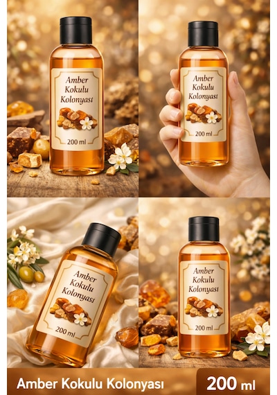 Amber Kokulu Kolonya 200 Ml Kalıcı Ve Etkileyici Koku, Ferahlatıcı Günlük Kullanım