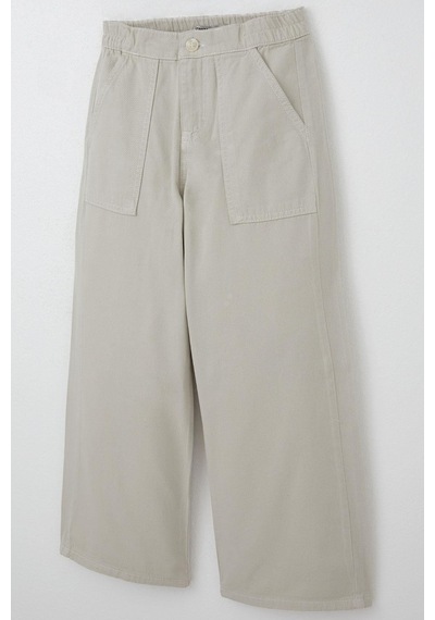 Breeze Kız Çocuk Gabardin Pantolon Geniş Paça Beli Lastikli 5-9 Yaş, Taş Taş