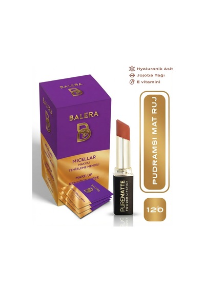 Pure Matte Powder Lipstick No: 120 - Nemlendirici Pudramsı Mat Ruj Makyaj Temizleme Mendili Hediyeli 001 Ladylike Pure Matte Powder Lipstick No: 120 - Nemlendirici Pudramsı Mat Ruj Makyaj Temizleme Mendili Hediyeli 001 Ladylike
