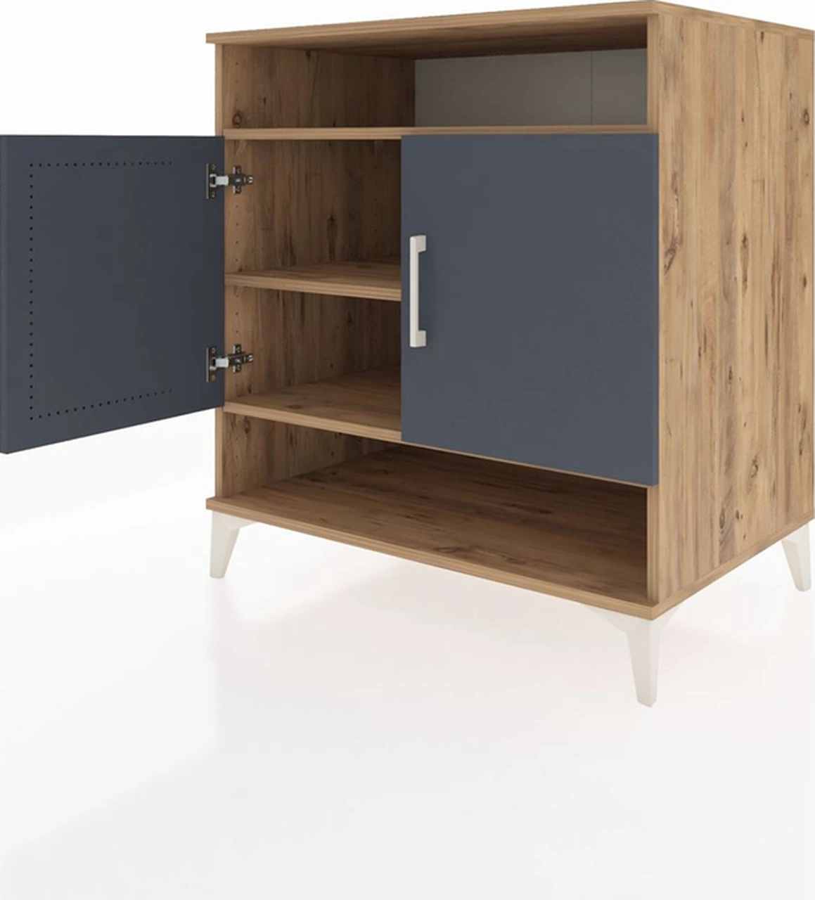 Kronos Şifonyer 3 Raflı 2 Kapaklı 88x59x96 Çam-antrasit Çam