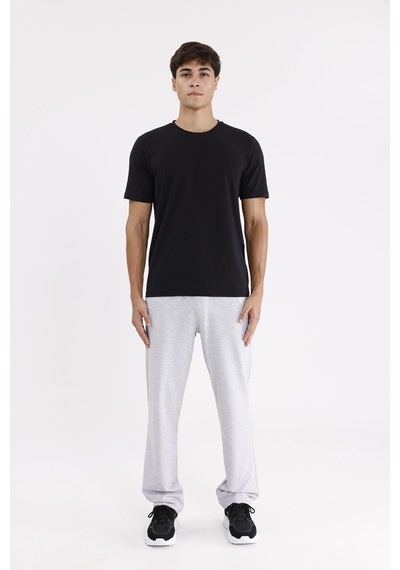 Konforlu Elastik Bel Renk Şerit Detaylı Düz Paça Rahat Kalıp Mevsimlik Eşofman Altı Grey