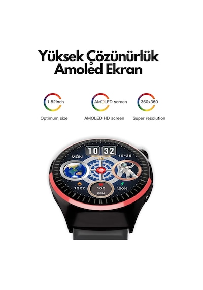 Wearfitpro Hw10 Pro 1.52 İnç 38 Mm Yuvarlak Amoled Ekran Yapay Zeka Destekli Akıllı Saat