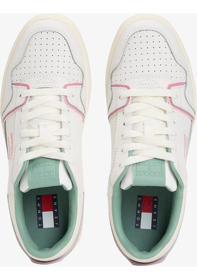 Tommy Hilfiger Tommy Jeans Retro Basket Kadın Siyah Spor Ayakkabı-9446 Ecru & Mystic Pink