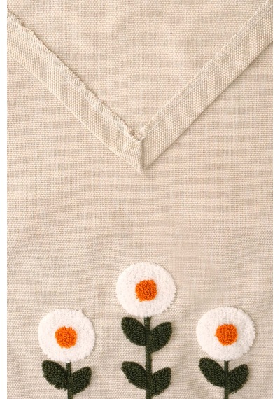 Daisy Cream Kasso Punch İşlemeli Runner 35x110 Cm Çok Renkli