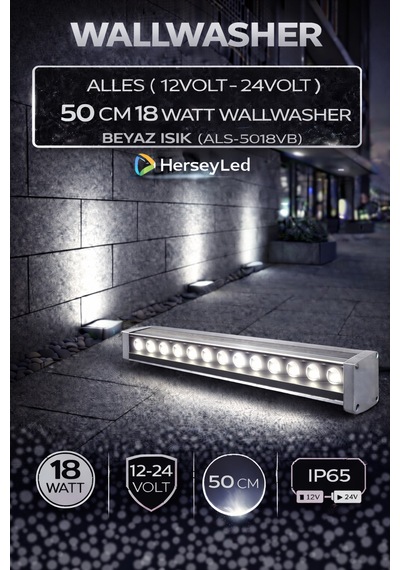Alles 12v / 24v Wallwasher 50 Cm 18 Watt - Beyaz Işık Beyaz