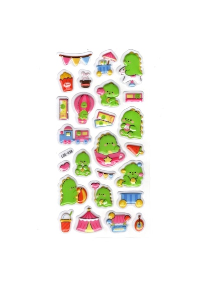 Sticker Kabartmalı Stiker Defter Planlayıcı Etiket Lde038 -19x9cm - Dinozor Lunapark
