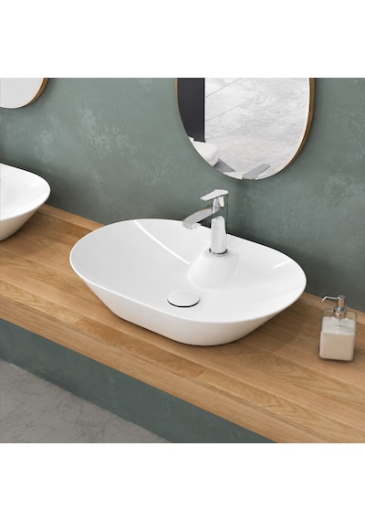 Isvea Sistema Y Tezgah Üstü Çanak Lavabo 60 Cm, Batarya Delikli Beyaz 10sy51060