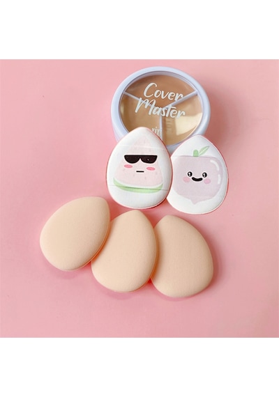 Melien Mini Cool + Elma Desenli Puf Parmak Yüz Makyaj Süngeri 2'li