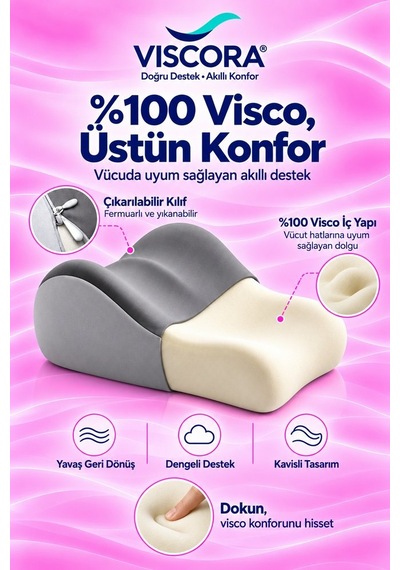 Eğimli Üçgen Matı Kişisel Konfor Alanınız İçin Çok Amaçlı Visco Destek Minderi 50 40 23 Cm Gri