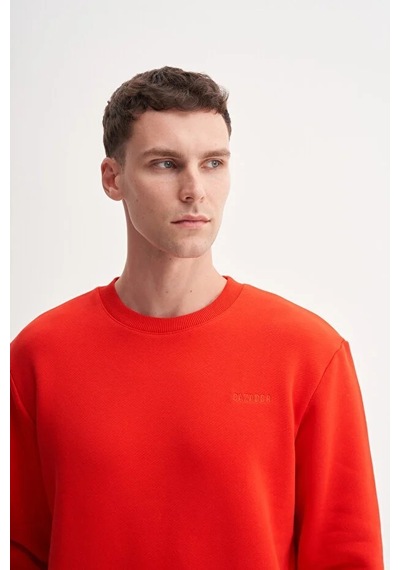 Cazador Kalın Diyagonal Dokulu %100 Pamuk 3 İplik Regular Fit Sweatshirt Kırmızı