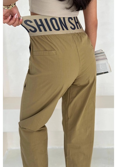 Asprin Fashion Beli Lastikli Fashion Pantolon Yeşil Yeşil