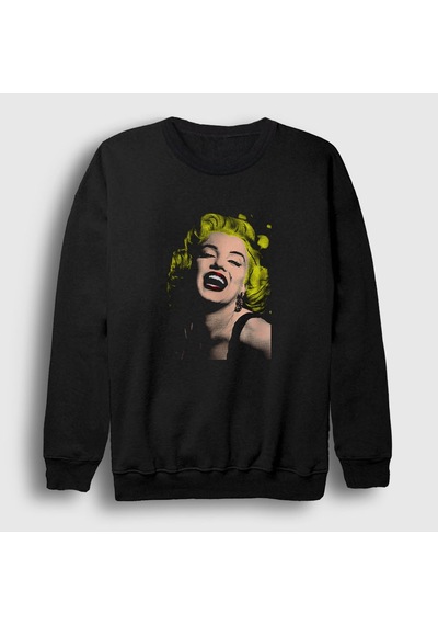 Presmono Unisex Blonde Marilyn Monroe Sweatshirt Siyah