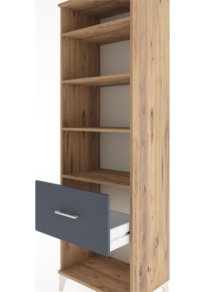 Hyperion Dolap 4 Raflı Tek Çekmeceli 60x44x195 Çam-antrasit Atlas Çam