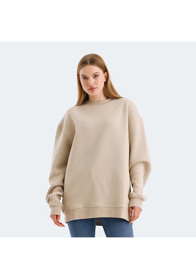 Slazenger VADIM Oversize Kadın Oversıze Bej Sweatshirt