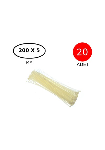 Tek-iş Plastik Kablo Bağı Cırt Kelepçe 200 Mm X 5 Mm Beyaz 20 Adet