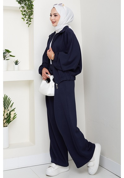 Bestenur Fermuarlı Oversize Takım 1595 - Lacivert Lacivert