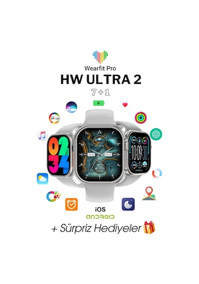 Wearfitpro Wearfit Hw Ultra 2 7 Kordonlu Akıllı Kol Saati Smart Watch Model:inç 49mm Amoled Ekran Gri